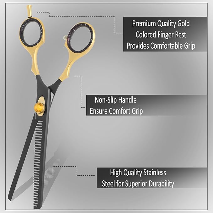 Dog Grooming Scissor,7” Professional Thinning Shear for Dogs with 34 Teeth, Japanese Stainless Steel, Blender Scissors for Dogs, Cats and other Pets with Adjustable Screw