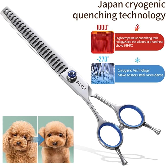 Chunkers Dog Grooming Scissors Left Handed 7.5'' Professional Thinning Shears for Dogs Pet Grooming Scissors Chunkers Shears Dog Grooming Japan 440C 70% Thinning Rate 24 Teeth(7.5'' Chunkers)