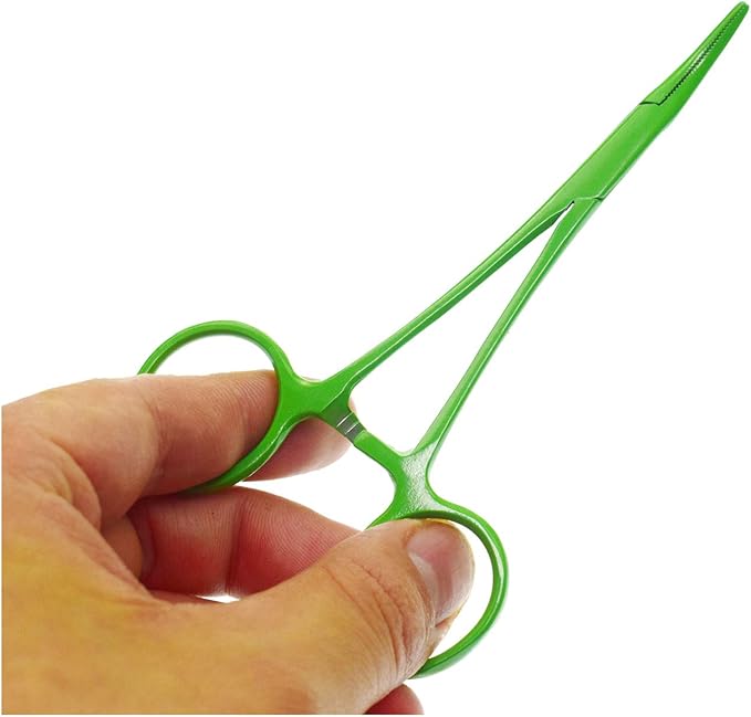 Pet Colourful Stainless Steel Hemostat Hemostatic Forcep,Pet Ear Hair Pull Forcep,Bend Head and Straight Head kit (Green)