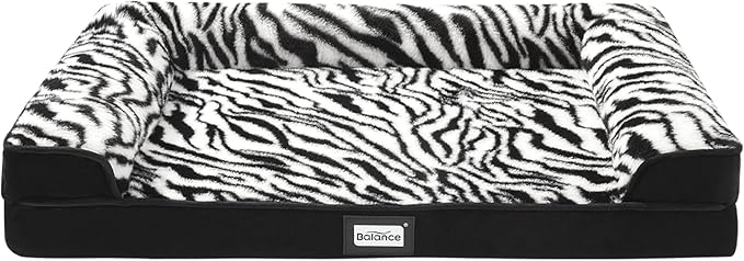 BALANCE Orthopedic Dog Bed, Egg Crate Foam Dog Couch for Pet Sleeping, Pet Sofa with Removable Washable Cover & Nonskid Bottom, Comfy Dog Bed for Large Dog, Black
