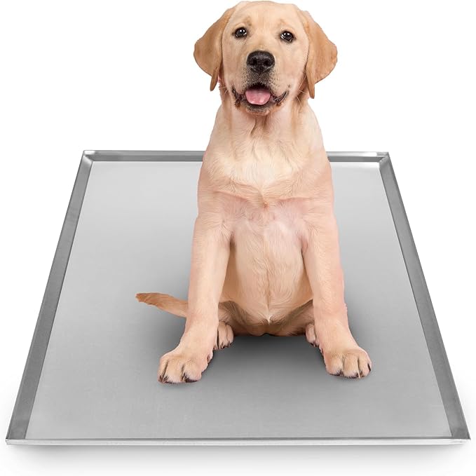 Red Hound Auto Metal Replacement Tray for Dog Crate 46.5 x 27.5 Inches Flat-A-Way Heavy Duty Galvanized Steel Kennel Cage Pan Leakproof Liner Chew Proof Compatible with Midwest iCrate, New World More