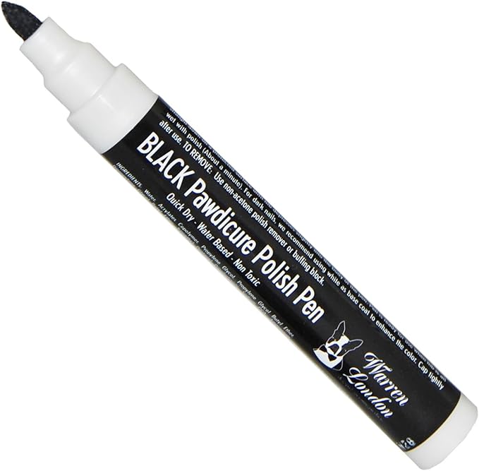 Warren London Pawdicure Dog Nail Polish Pens | Made in USA | Quick Dry, Low Odor, Non-Toxic Dog Accessories | Ideal for Dog Birthday, Dog Costume | 13 Colors | Black