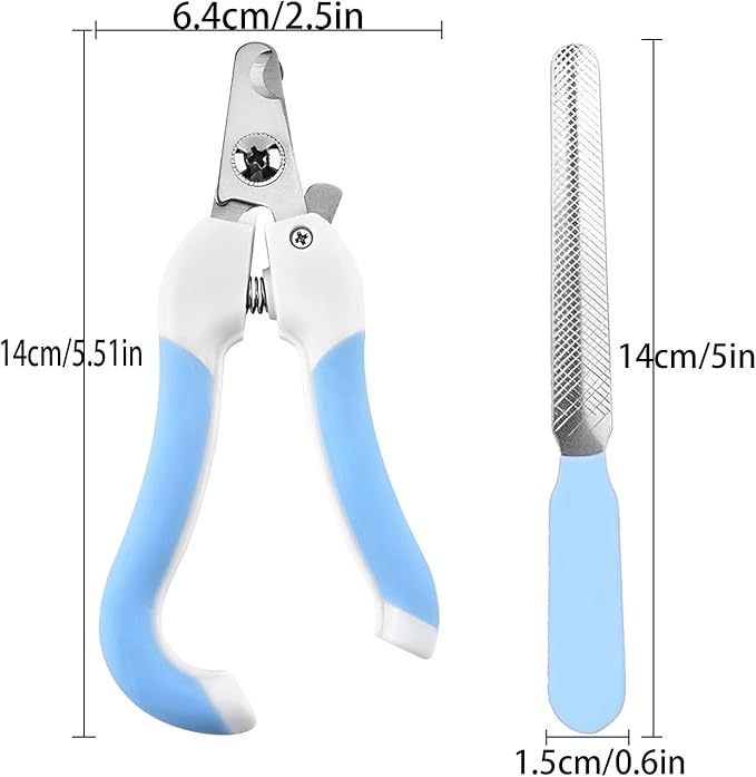 Zoocozy Pet Nail Clippers and File Set - Professional Dog &Cat Nail Trimmer with Safety Guard, for Small Pets Puppies, Kittens, Rabbits with Nail File for Daily Grooming (Blue)