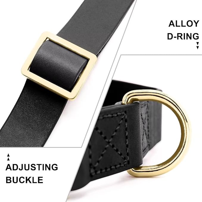 Beirui Genuine Leather Dog Collar with Quick Release Metal Buckle, Comfortable Leather Collar for Small Medium Large Dogs