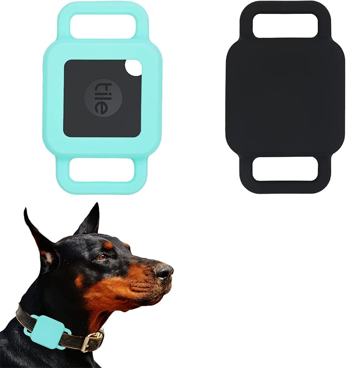 Silicone Tile Dog Collar Holder for Tile Pro 2020 & 2018, 2 Pack Tile Case Protective Cover for Pet Dog Cat (Black/Mint Green)