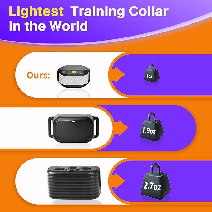 Smallest & Lightest Training Collar for Small Dogs 5-15lbs, with Shock, Vibration, Sound 3 Modes, Rechargeable, 23 Adjustable Levels (Beige)