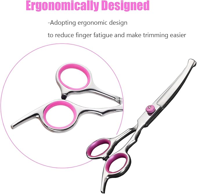Dog Grooming Scissors,Pet Hair Scissors with Safety Round Tips Heavy Duty Titanium Stainless Steel Professional Dogs Cats Pets Grooming Shears (Round head straight scissors)