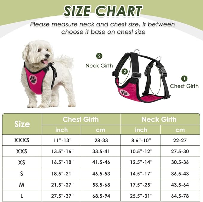 SlowTon Dog Seat Belt Harness for Car, Dog Car Harness Adjustable Mesh Breathable & Dog Seatbelt Safety Tether with Elastic Bungee for Small Medium Large Pets(Fuchsia, Double Clip, L)