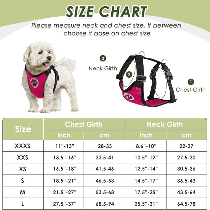 SlowTon Dog Seat Belt Harness for Car, Dog Car Harness Adjustable Mesh Breathable & Dog Seatbelt Safety Tether with Elastic Bungee for Small Medium Large Pets(Fuchsia, Double Clip, XXXS)