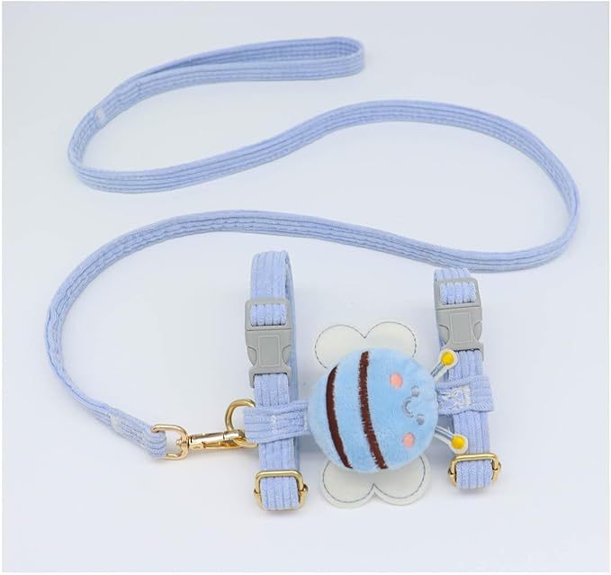 Leashes Set Pet Walking Training Pet Summer Set Adjustable for Small Medium Large Dogs Cute Dog Harness Puppy Harness Soft Small Dog Vest for Girl Easy Control Dog Vest Harness Bee（Blue,L）