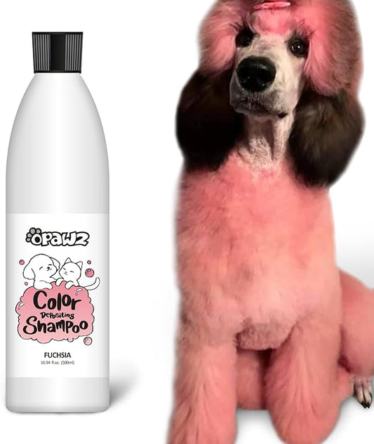 OPAWZ Color Depositing Shampoo for Dogs, Semi-Permanent Dog Hair Dye Coloring Safe Shampoo, Non-Toxic Colorwash Shampoo for Pets (Fuschia, 16.94 fl.oz / 500mL)