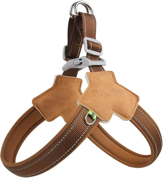 Dog Harness Y-Shaped Harness Breathable Heat Dissipation Easy to Wear Night Reflective Signs for Small and Large Dogs to Wear (Brown,M Bust 18in-22in)