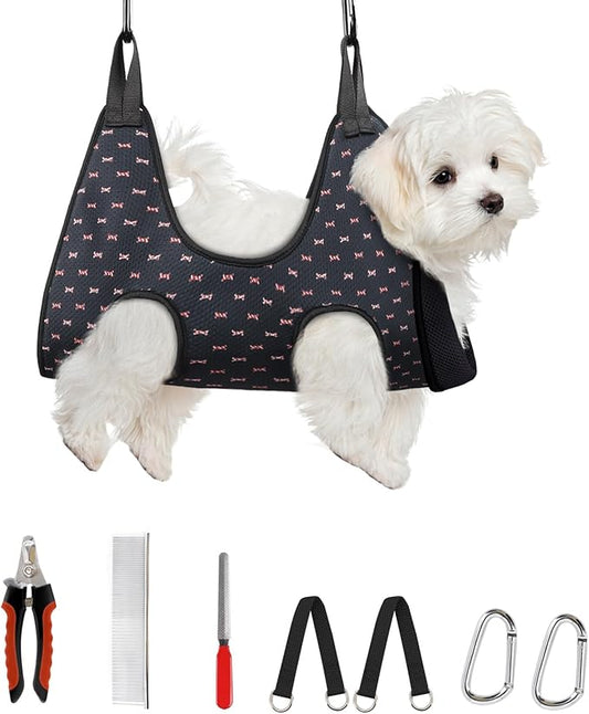 Supet Dog Grooming Hammock Harness for Cats Dogs, Relaxation Pet Grooming Hammock Restraint Dog & Small Animal Leashes Sling for Grooming Dog Grooming Helper for Nail Trimming Clipping Grooming
