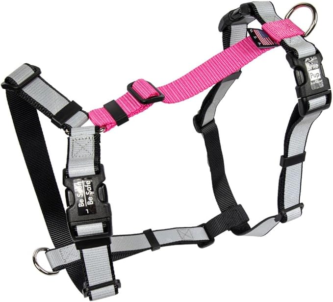 No Pull Harness with Fully Customizable Fitment for XL Dogs - 3M Reflective Heavy Duty Harness for Walking & Training - No Choke Comfortable Collar Design, Made in USA XL-Pink