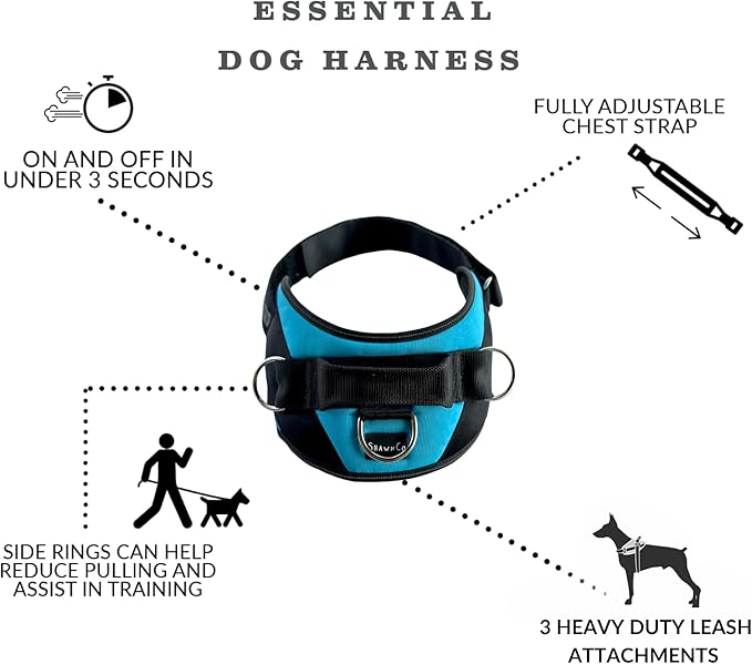 ShawnCo Essential Dog Harness, No-Pull Pet Vest with 3 Leash Clips, No Choke, Reflective, Adjustable and Padded, for Easy Walking and Training for Small, Medium and Large Dogs (USA Flag,S)