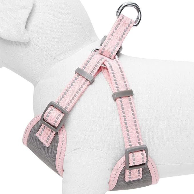 Blueberry Pet Essentials Pastel Color Reflective Dog Harness Vest, Chest Girth 17.5" - 21", Baby Pink, Small, Adjustable Harnesses for Dogs