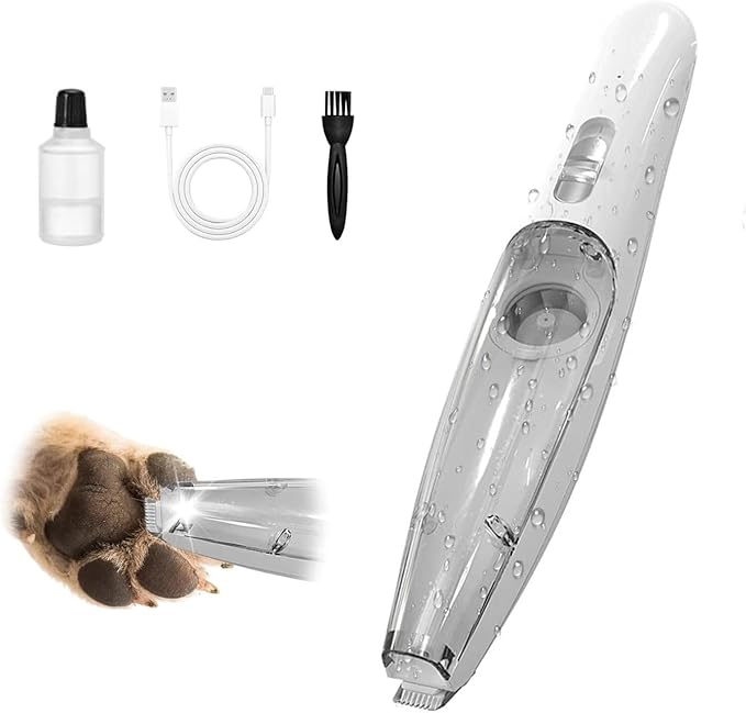SmartTail Dog Paw Trimmer, Cordless Pet Grooming Kit with Powerful Suction Vacuum, Hair Collection, LED Light, Low Noise, Small Dog Clippers for Face, Paws, Ears, Eyes, Feet