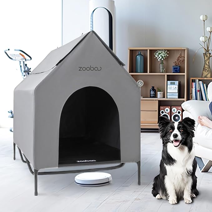 X-Large Dog House - Weatherproof PVC, Elevated Cooling Bed, Easy to Clean