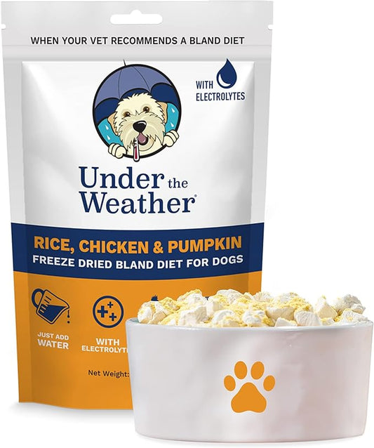 Under the Weather Bland Diet for Dogs | Easy to Digest for Sick Dogs |Always Be Ready | Contains Electrolytes - All Natural Freeze Dried 100% Human Grade Meats | 1 Pack - Rice, Chicken & Pumpkin - 6oz