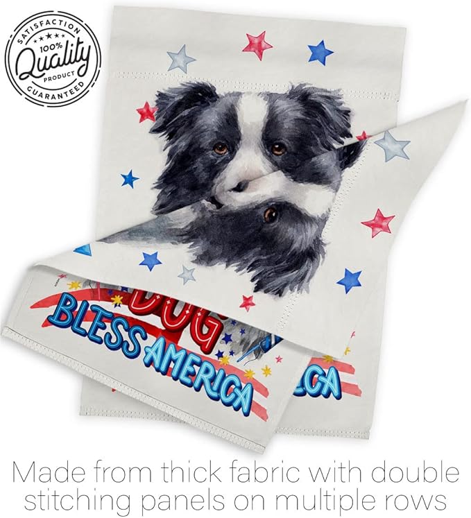 Breeze Decor Patriotic Border Collie House Flag Set Dog Puppy Spoiled Paw Canine Fur Pet Nature Farm Animal Creature Decoration Banner Small Garden Yard Gift Double-Sided, Made in USA