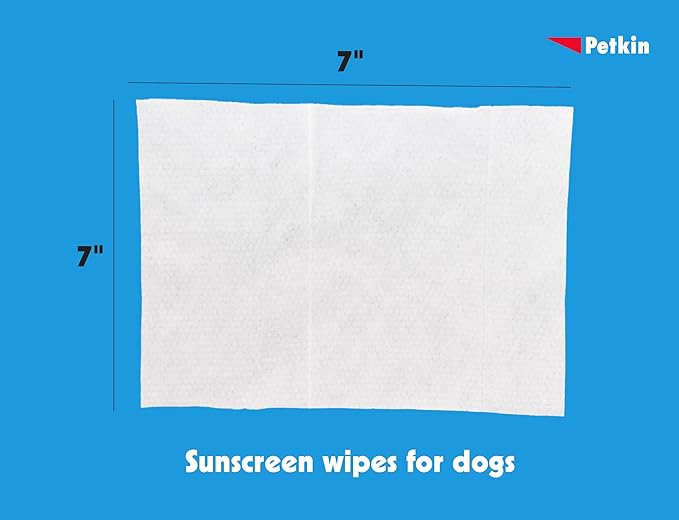 Petkin Dog Sunscreen Sunwipes - Sunscreen for Dogs, SPF 15 - Simply Wipe on Anytime for Instant Sun Protection - Includes 20 Jumbo Size Wipes, Vanilla Coconut Scent - Ideal for Home or Travel