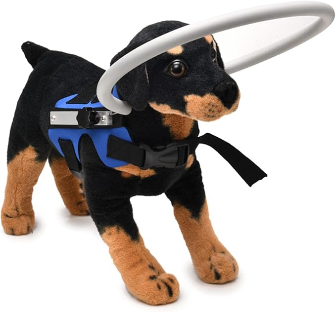 GabeFish Ring Harness for Blind Dog, Adjustable Blind Dog Ring, Blind Dog Accessories, Bumper Guards for Blind Dogs Blue Medium