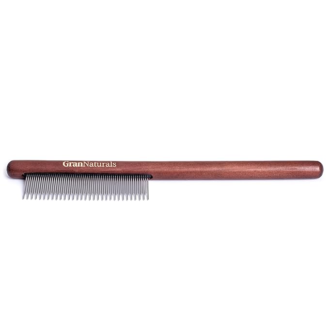 GranNaturals Wooden & Metal Pet Comb for Detangling Hair, Grooming Fur, Dematting for Large and Small Dogs, Short Haired Cats