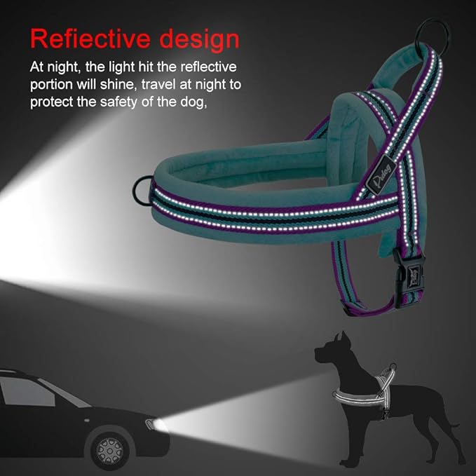 Didog Soft Flannel Padded Dog Vest Harness, Escape Proof/Quick Fit Reflective Dog Strap Harness,Easy for Walking Training
