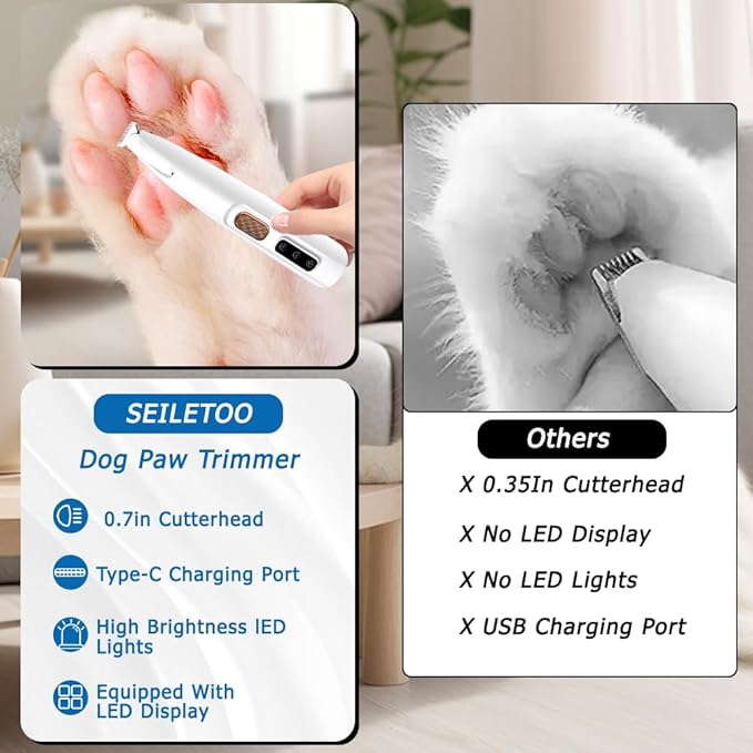 Waterproof Pet Micro Precision Trimmer, Rechargeable Pet Shaver with LED Light,Multifunctional Pet Clippers, Pet Paw Trimmer for Paws, Ears, Face, Rump