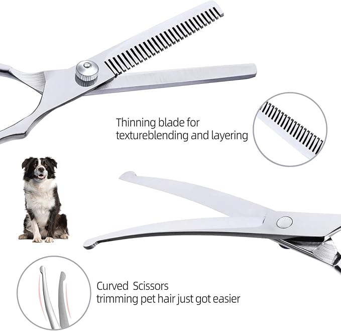 Multifunctional 6 in 1 Dog Grooming kit,cat grooming kit, dog grooming scissors, Stainless Steel Grooming Kit with Titanium Coating for Dogs and Cats.