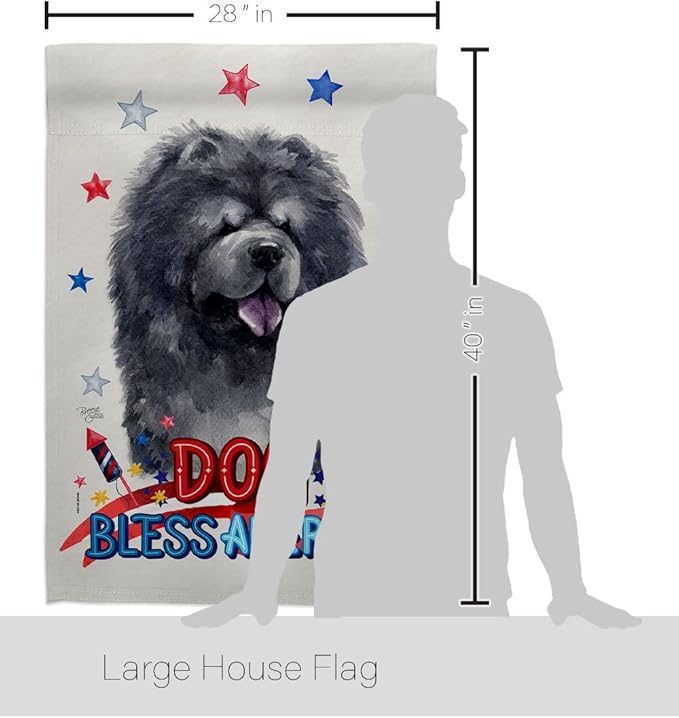 Breeze Decor Patriotic Black Chow House Flag Pack Dog Puppy Spoiled Paw Canine Fur Pet Nature Farm Animal Creature Support Our Troops Banner Small Garden Yard Gift Double-Sided, Made in USA