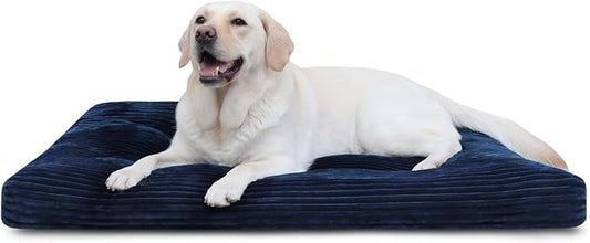 Dog Crate Bed Washable Dog Beds for Extra Large Dogs Deluxe Thick Flannel Fluffy Comfy Kennel Pad Anti-Slip & Anti-Scratch Pet Sleeping Mat, 41 x 27 Inch, Blue