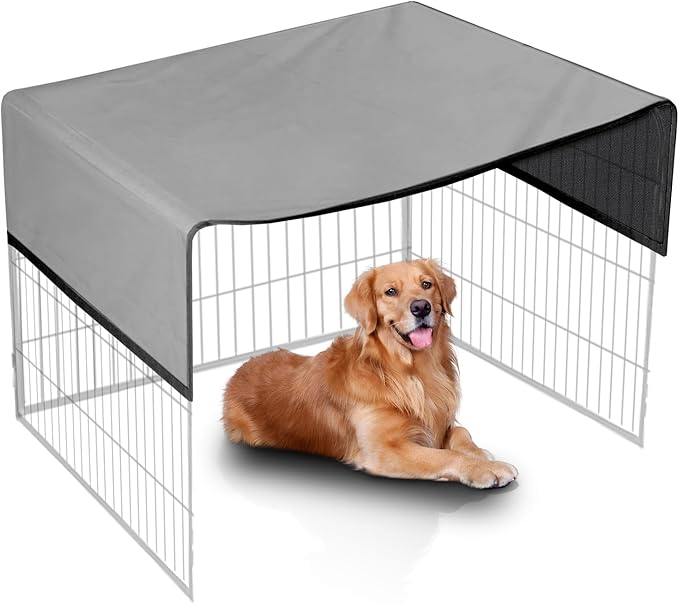 SIRUITON Dog Playpen Cover, with Sun/Rain Cover. Sun Shade Specialized Dog Playpen Fits for 24/32/40/45/50" H 8 Panels Dog Playpen. (Note: Cover Only)