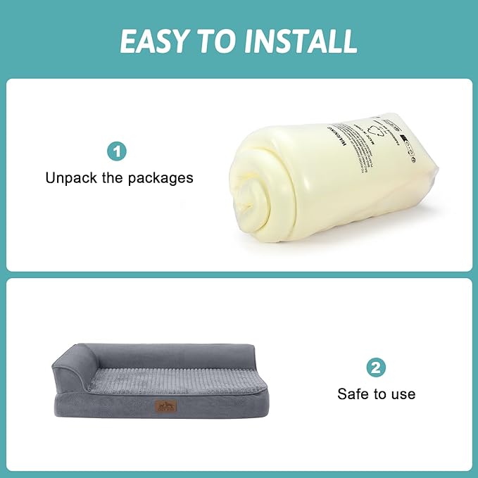 Orthopedic Dog Bed for Medium Dogs,Waterproof Dog Sofa Beds Medium, Supportive Foam Pet Couch Bed with Removable Washable Cover,Waterproof Lining and Nonskid Bottom,Grey(M,36" L x 27" W x 7.5" Th)