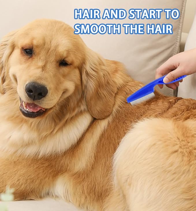 Pet Dog Eye Combs 6Pcs Flea and Tick Comb Pet Grooming Comb for Gently Cleaning Tear Marks Crust and Mucus(Black and Blue)