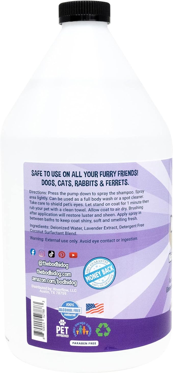 Bodhi Dog Waterless Shampoo - Natural Dry Shampoo for Dogs & Cats - Neutralizes Pet Odor - No Rinse Required - Made of Natural Extracts - Safe for Sensitive Skin - Made in USA - Lavender (1 Gallon)