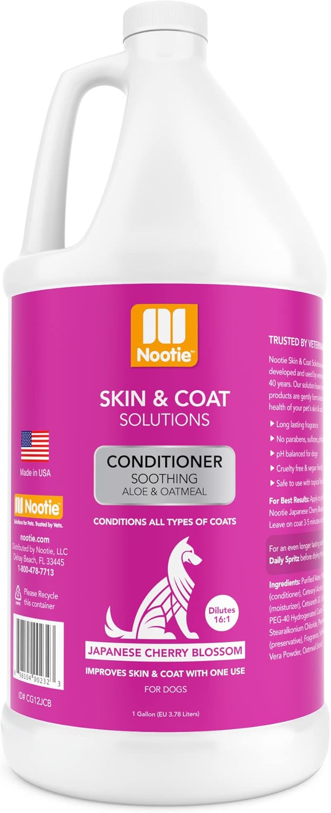 Nootie Soothing Aloe and Oatmeal Pet Conditioner, Japanese Cherry Blossom - 1 Gallon Size (CG12JCB)