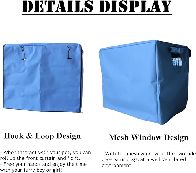 Dog Crate Cover Waterpoof Blue Pet Kennel Covers for Puppy Cat Indoor Outdoor Fit for 1 Door Wire Crate, 18.50x12.60x14.96 Inch