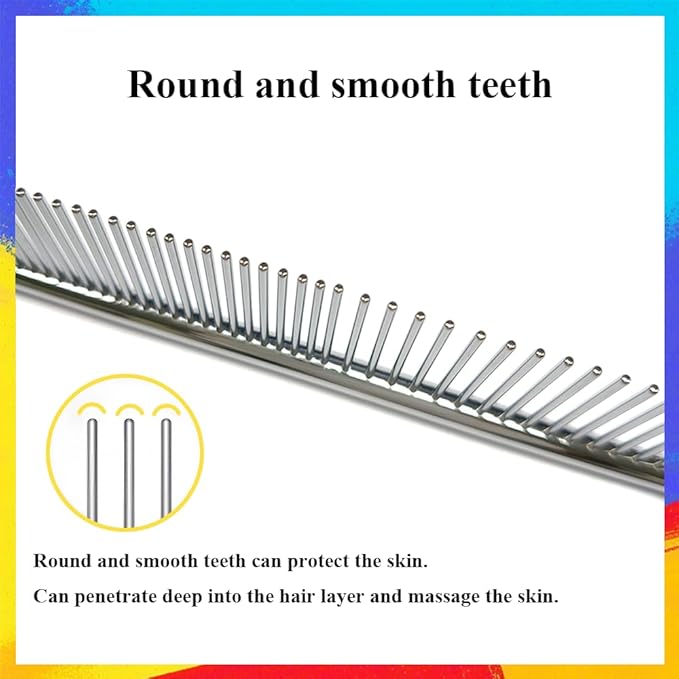 Metal Dog Combs for Grooming Small Dogs, Cats and Pets, Dematting, Detangling, Removing Shedding Hair & Knots, Pet Grooming Tool, Stainless Steel, 7.4-Inch