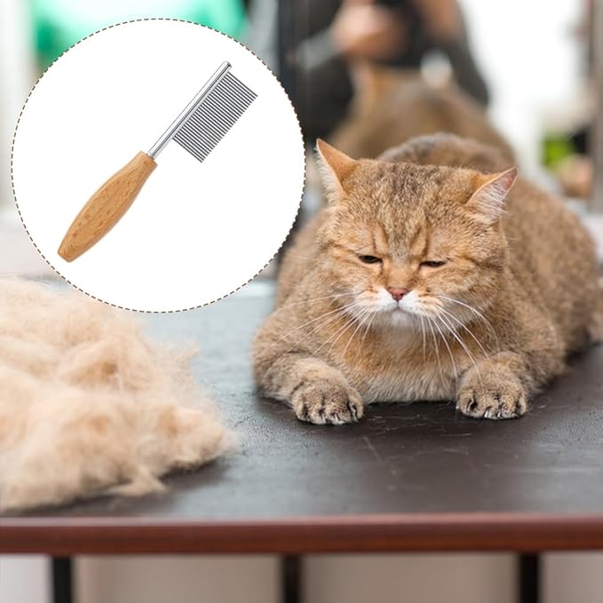 SUPERFINDINGS 3Pcs Pet Face and Finishing Comb for Cat Dog Stainless Steel Pet Hair Combs Fuller Brush Tear Stain Remover Tool for Grooming Pets with Long, Curly Hair Fur Detangler Tool Accessories