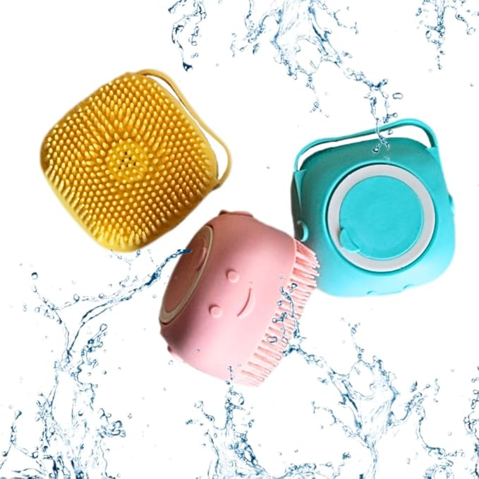 Silicone Pet Grooming Brush with Shampoo Dispenser - Dog, Cat, and Puppy Massage Brush for Bath Time