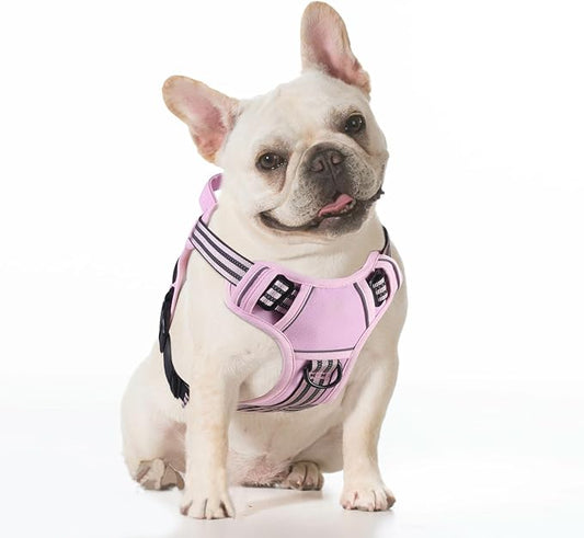 BUMBIN Dog Harness for Large Dogs, No Pull Adjustable No Choke Pet Vest with Dog Leash Fit Smart Reflective Pet Walking Harness for Training Easy Control Soft Handle Pink M