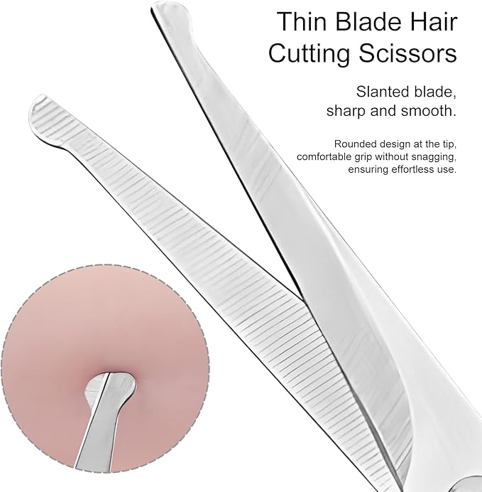 Pet Grooming Scissors Set for Body & Facial Trimming, Durable Stainless Steel Blades with Rounded Tips, Lightweight Shears for Dogs & Cats, Suitable for All Hair Types