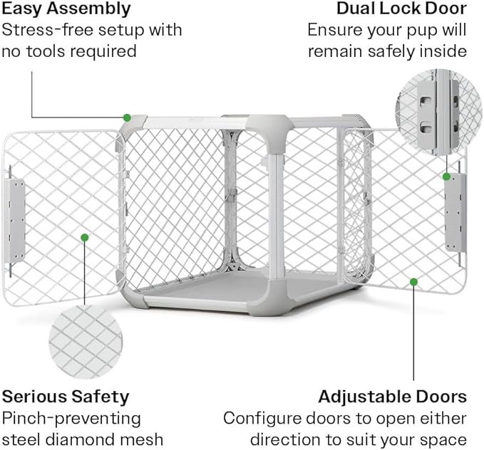 DIGGS Evolv Dog Crate - Slim, Durable Dog Kennel with Removable Ceiling Panel and Modular Design - Safe, Stylish, Convenient (Ash, Large)