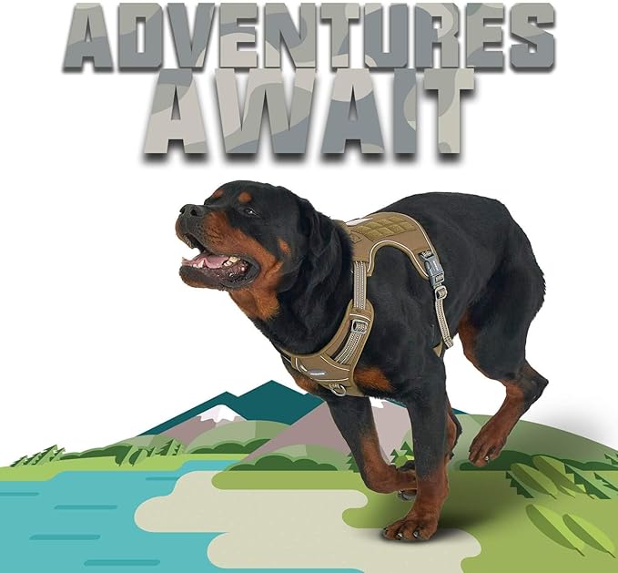 Auroth Tactical Dog Training Harness No Pulling Front Clip Leash Adhesion Reflective K9 Pet Working Vest Easy Control for Small Medium Large Dogs Blue Camo M