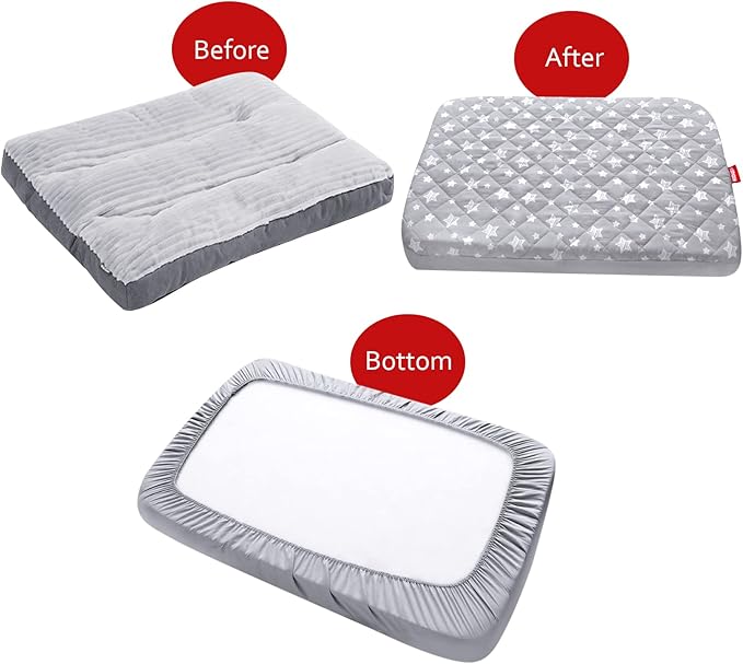 Dog Bed Covers Replacement Washable Pet Hair Easy to Remove, Waterproof Dog Bed Covers Noiseless Quilted, Pet Bed Cover Lovely Grey Star Print, Puppy Bed Cover 35x44 Inches, for Dog/Cat, Cover Only