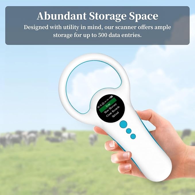 Pet Microchip Scanner, Rechargeable RFID EMID Micro Chip Reader Scanner, 2.4GHz Bluetooth USB, 1.44 TFT Screen Display ISO11784 / 11785 / FDX B EMID for Animal Pet Dog Cat