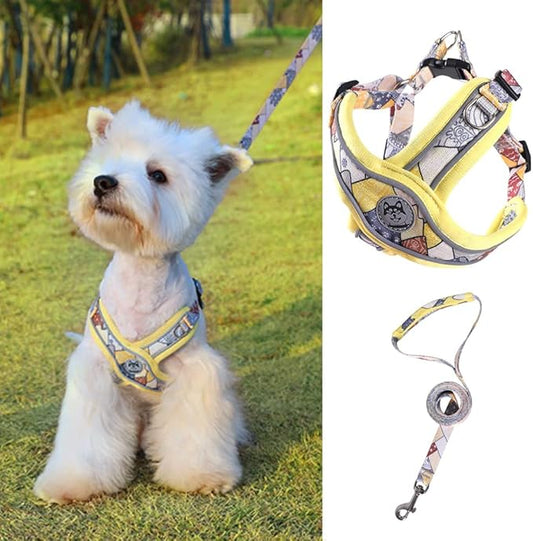 PT-010 Pet Dog Puppy No-Pull Harness Walking Training Harness with Leash Reflective Vest (Yellow, Small)