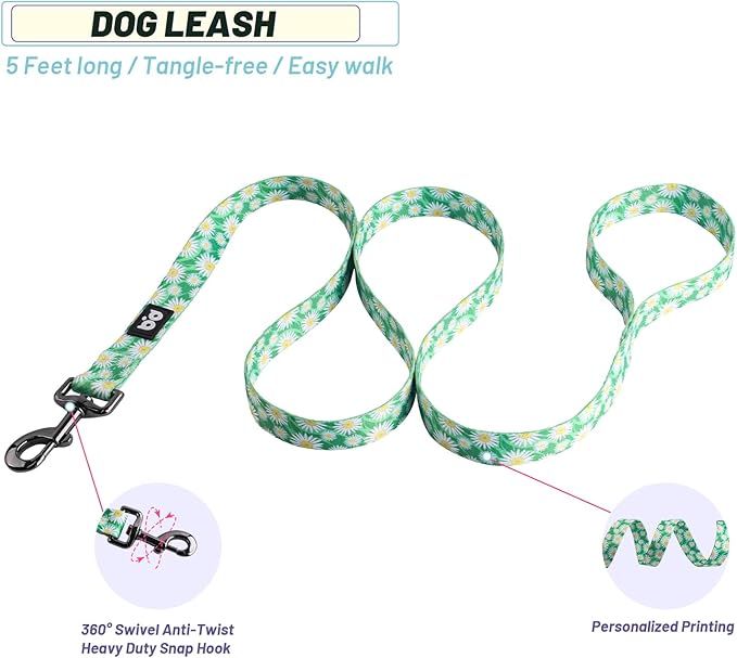 QQPETS Dog Harness Leash Set Adjustable Heavy Duty No Pull Halter Harnesses for Small Medium Large Breed Dogs Back Clip Anti-Twist Perfect for Walking