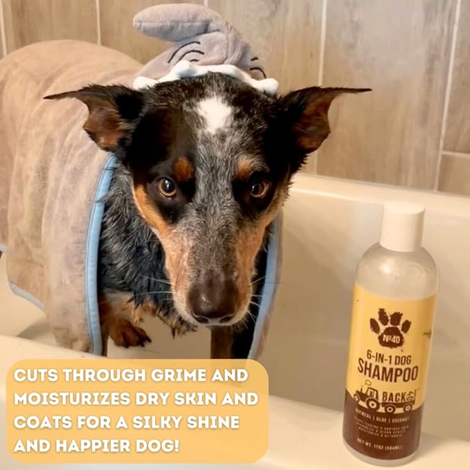 Natural Pet Shampoo - No. 40 Premium 6 in 1 Oatmeal Shampoo for Dogs - Moisturize, Deodorize & Soothe Sensitive Skin - Coconut, Aloe & Almond Oil Dog Wash & Pet Care